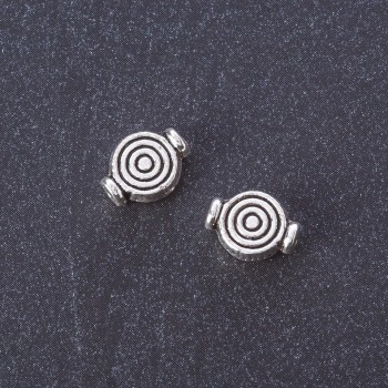 Furnitură mărgea-inserție, culoare metalică argintie, 8×10 mm, lot de 20 g, +/- 26 bucăți