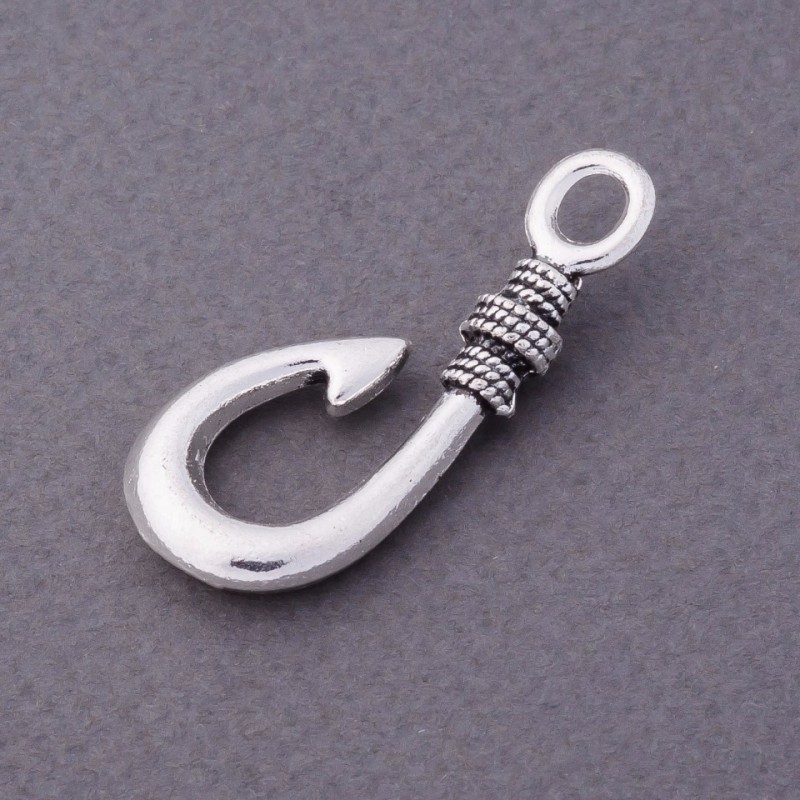 Furnitură cârlig argintiu 4,5×1,5 cm