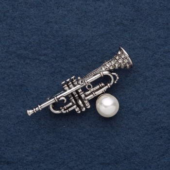 Broșă «Tubă» 5,5×2 cm metal gri deschis