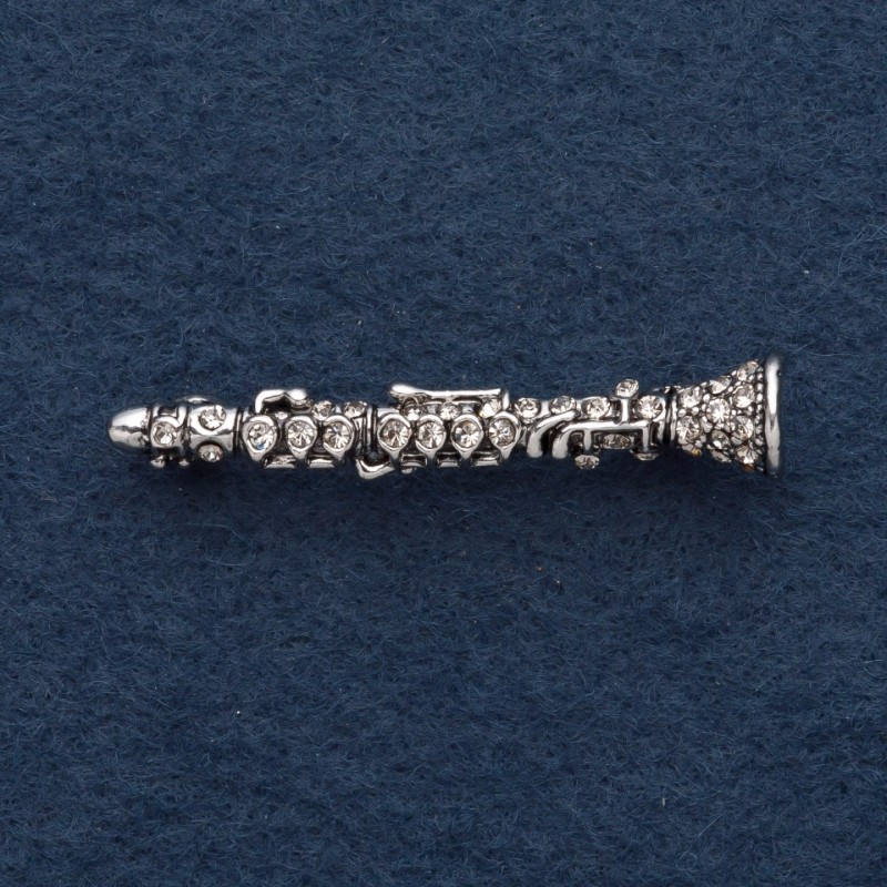 Broșă «Flaută» 4,5 cm, metal gri