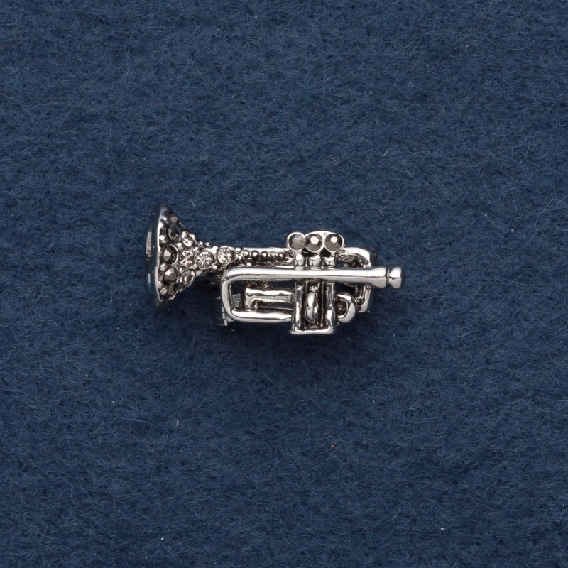 Broșă Trâmbiță 3×0,5 cm, metal cenușiu