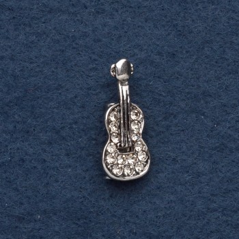 Broșă în formă de vioară 2,5×1 cm, metal gri