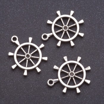 Pandantiv volan b4mm dmm L7mm, metal gri, finisaj 20 g, +/- 7 buc.