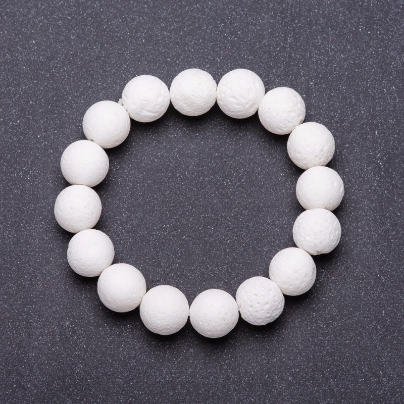 Brățară din piatră naturală pe elastic, coral buretos alb, diametrul 12 mm, lungimea 18 cm