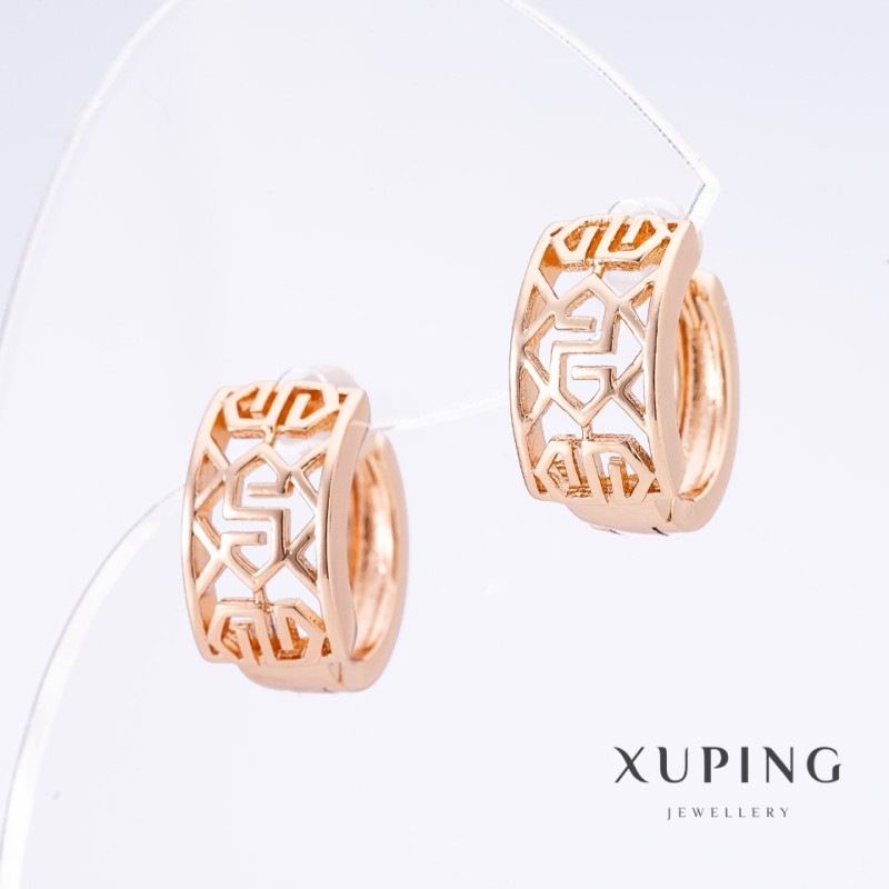 Cercei Xuping cu placare aur 18K, lungime 1,5 cm, grosime 8 mm