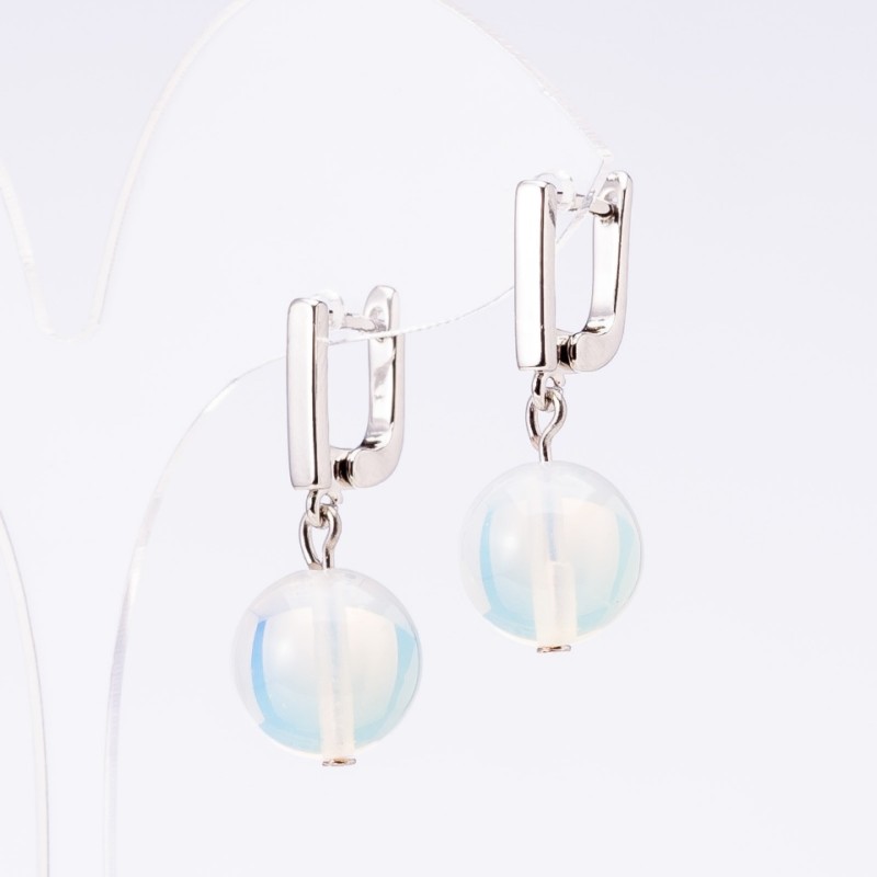Cercei «Elegant» piatră lunară, diametrul 12 mm, lungimea 3 cm