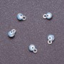 Pandantiv ochi, diametru 4 mm, lungime 6 mm, email albastru deschis, metal gri, finisaj, 14 buc