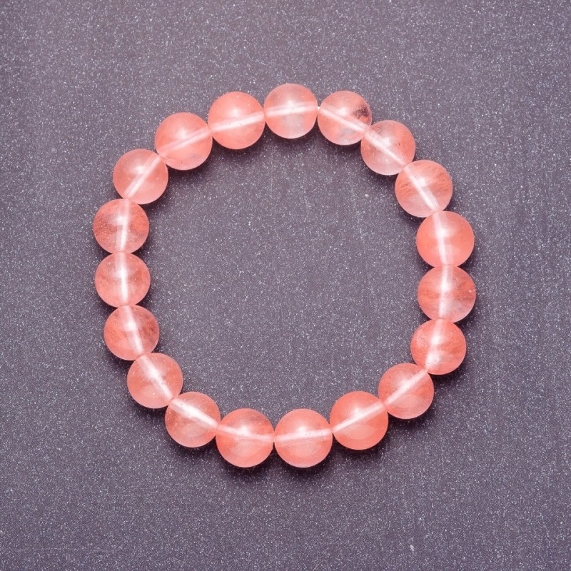 Brățară din calcedon natural, mărgele netede, diametru 10 mm (+/-), pe elastic, circumferința 18 cm