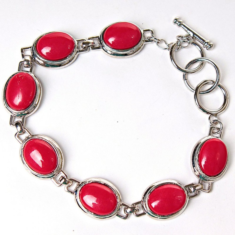 Brățară redusă cu coral oval și închizătoare Toggle