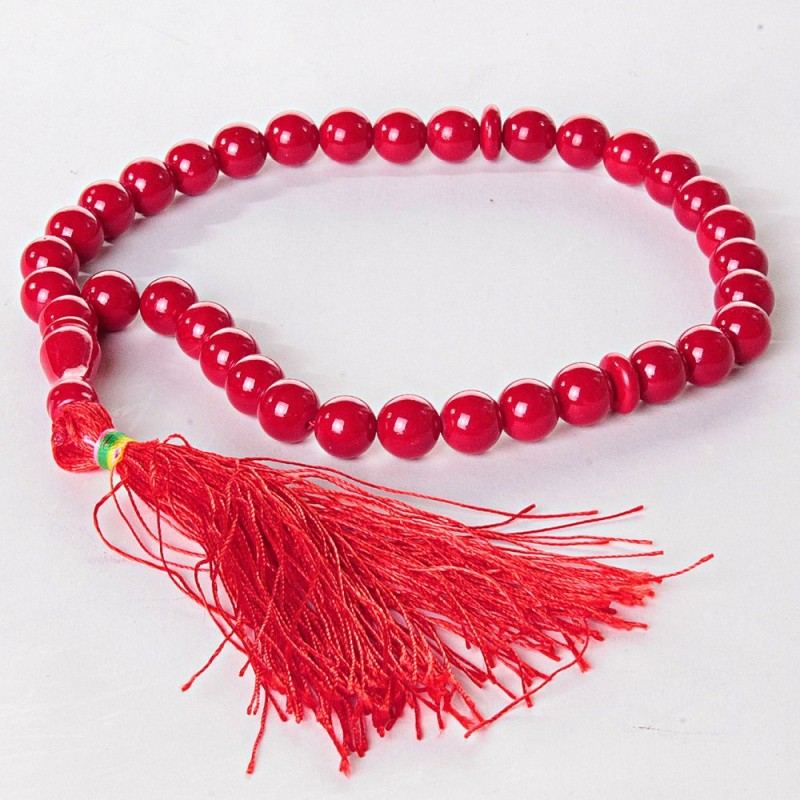 Mătănii din coral, mărgele de 10 mm, lungime 30 cm