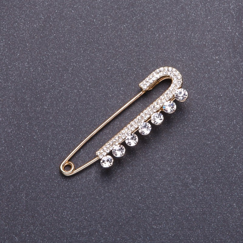 Broșă-ac din metal auriu, 5,5×1,8 cm