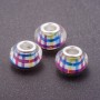 Mărgea Pandora roz-albastră, în formă de celulă, din plastic, diametrul 13 mm, gaura de 5 mm, pachet 11 buc.