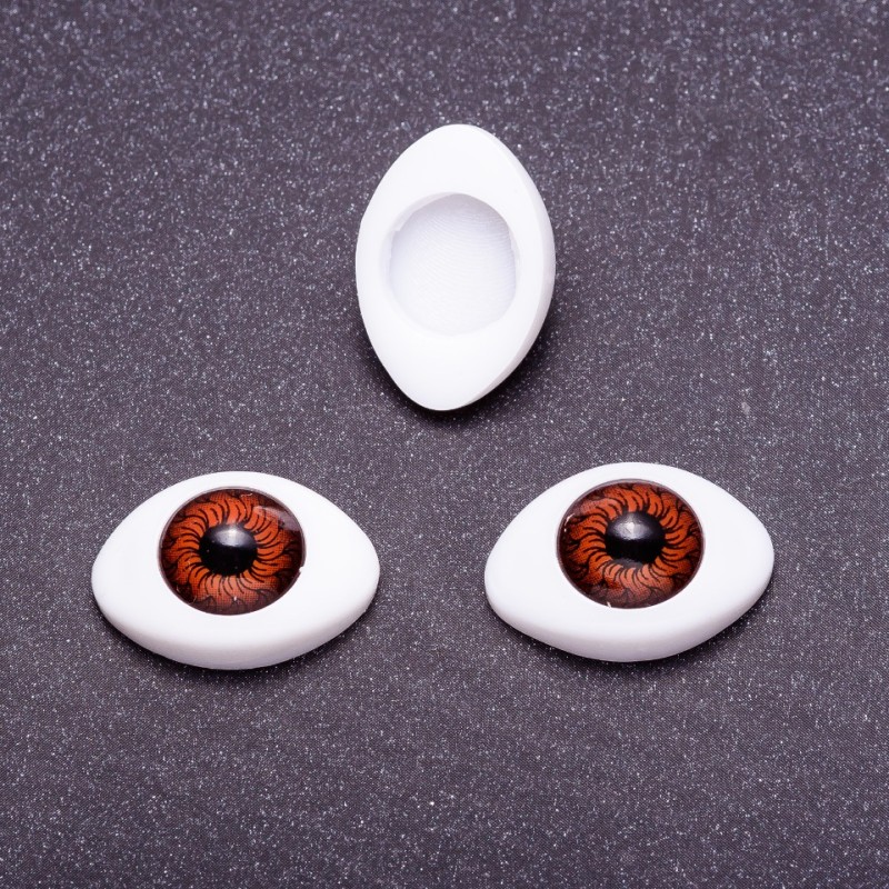 Furnitură "Ochi vii" pereche, culoare maro, iris, diametru 7 mm, 10×13 mm, formă 50 perechi