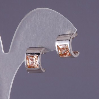 Сережки з жовтими кристалами 13х9мм