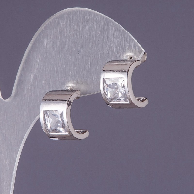 Cercei cu cristale albe 13x9 mm