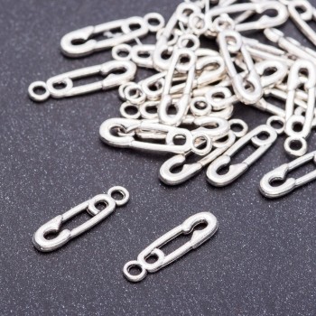 Pandantiv din furnitură în formă de ac, diametrul 5 mm, lungime 19 mm, gaură de 3 mm, ambalare 20 g, 39 buc.