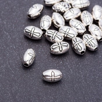 Furnitură mărgea-inserație în formă de cruce, diametru 5×8 mm, gaură 5 mm, ambalaj 20 g ± 24 buc