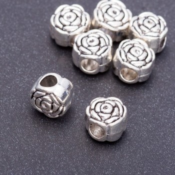 Furnitură mărgea «Trandafir» inserție Pandora, diametru 11×8 mm, lungime 9 mm, gaură de 5 mm, ambalare 20 g, 7 buc