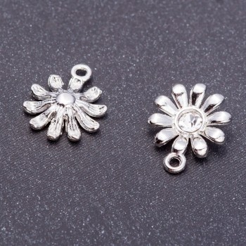 Фурнітура підвіска "Ромашка" "світле срібло", діаметр 13мм, довжина 16мм dотв-ямм фас. 9шт