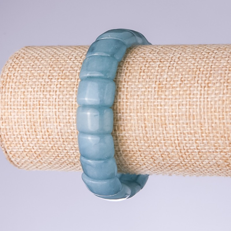 Brățară din acvamarin, verigă 15×11 mm, pe elastic