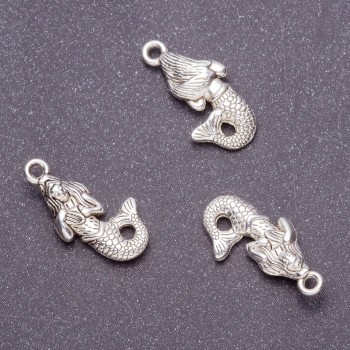 Pandantiv – Sirenă, 12×23 mm, metal gri, ambalaj 20 g ± 11 buc