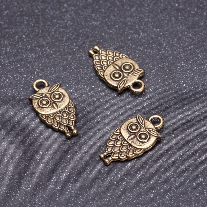 Pandantiv bufniță, culoare bronz, 9x18 mm, ambalaj 20 g, +/- 18 buc