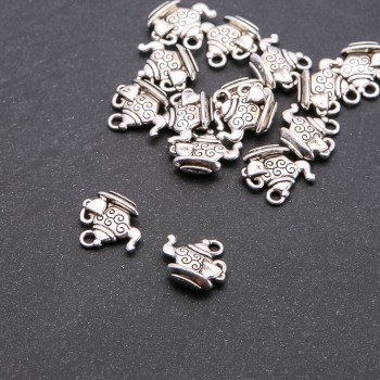 Pandantiv Ceainic cu ceașcă, diametrul 2 mm, lungime 14×14 mm, greutate 20 g, +/- 15 bucăți