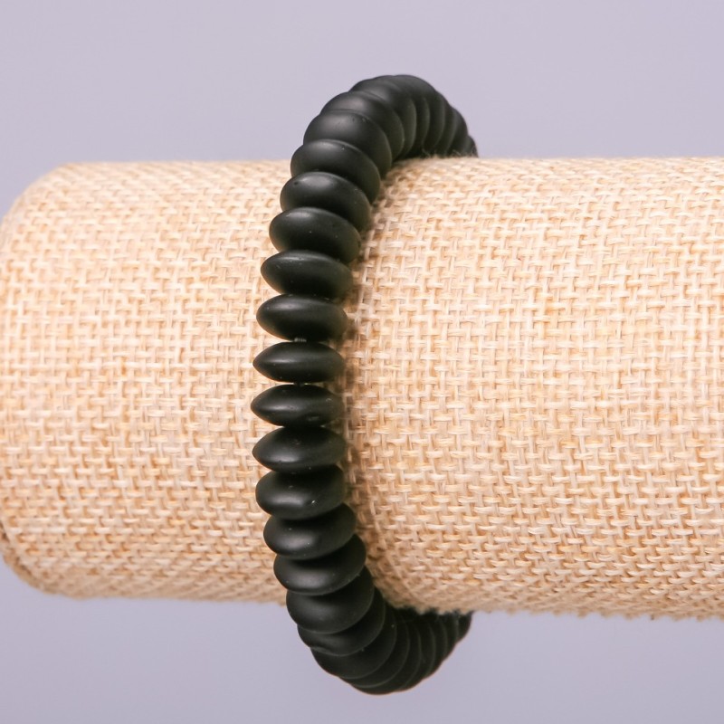 Brățară pe elastic șungit artificial, rondel neted, diametrul 10×4,5 mm, lungime 18 cm +