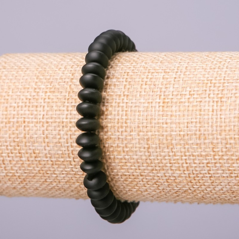 Brățară elastică din șunghit artificial, rondel neted, diametru 8×5 mm, lungime 18 cm +
