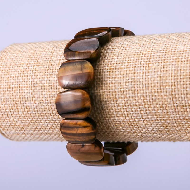 Brățară din piatră naturală ochi de tigru 18×13 mm, circumferința 18 cm, pe elastic