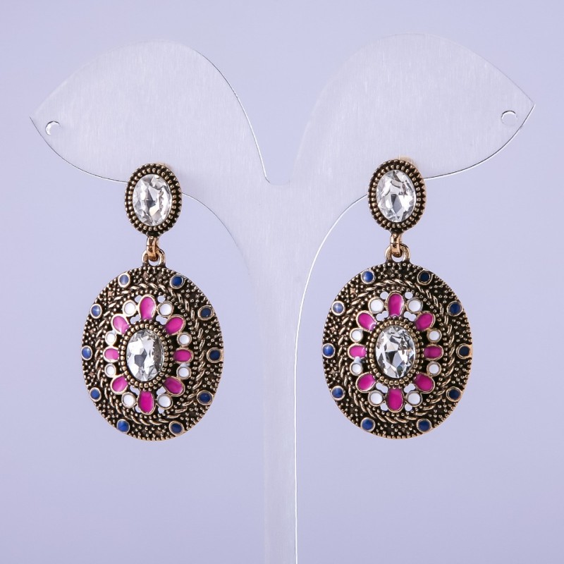 Cercei «Miroslava» email roz 42×24 mm