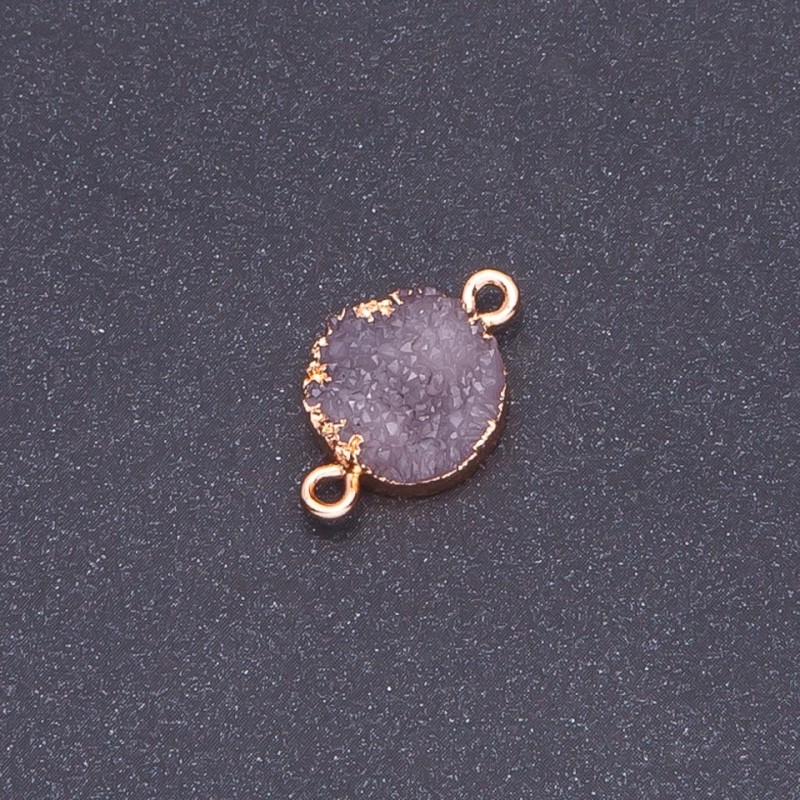 Conector mov liliac «Druza» acrilic «auriu», diametrul 14 mm, grosimea 3 mm