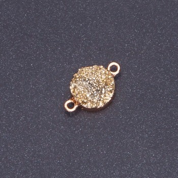 Conector auriu din acrilic «Druza», diametrul 14 mm, grosimea 3 mm