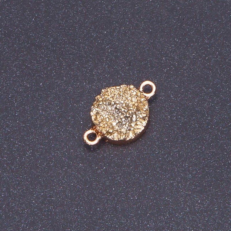 Conector auriu din acrilic «Druza», diametrul 14 mm, grosimea 3 mm