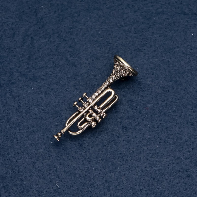 Broșă muzicală «Tubă» 48×16 mm, culoare bronz