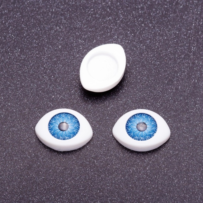 Furnituri „Ochi vii” cu pupile albastre, diametru 7 mm, 10×13 mm, ambalaj de 50 perechi