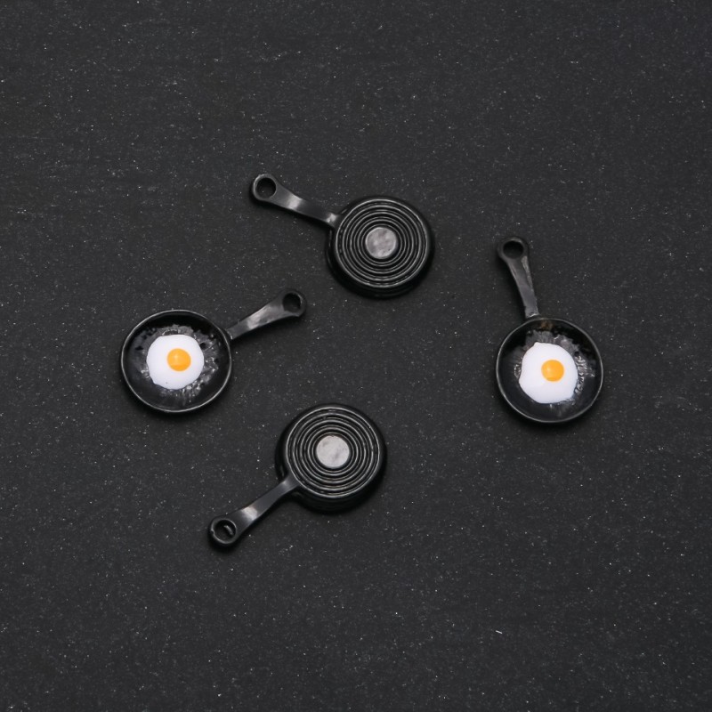 Pandantiv – Tigaie cu ou ochi emailat, 26x14 mm, set de 4 bucăți