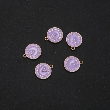 Pandantiv Ceasuri email lavandă 14×17mm, set 5 bucăți