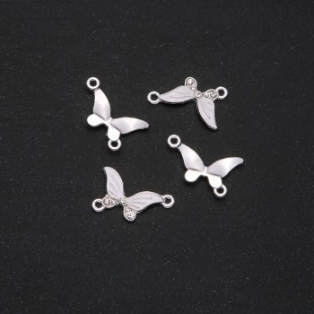 Conector fluture cu email alb, 24x12 mm, set de 4 bucăți