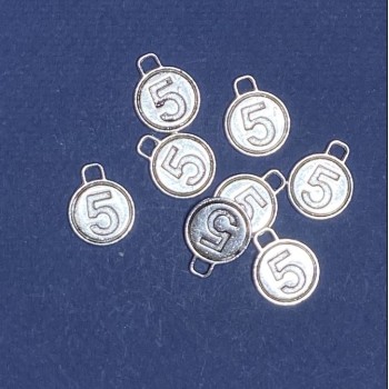 Furnitură pandantiv număr Cinci, 15 mm, ambalaj 20 g, +/-12 buc