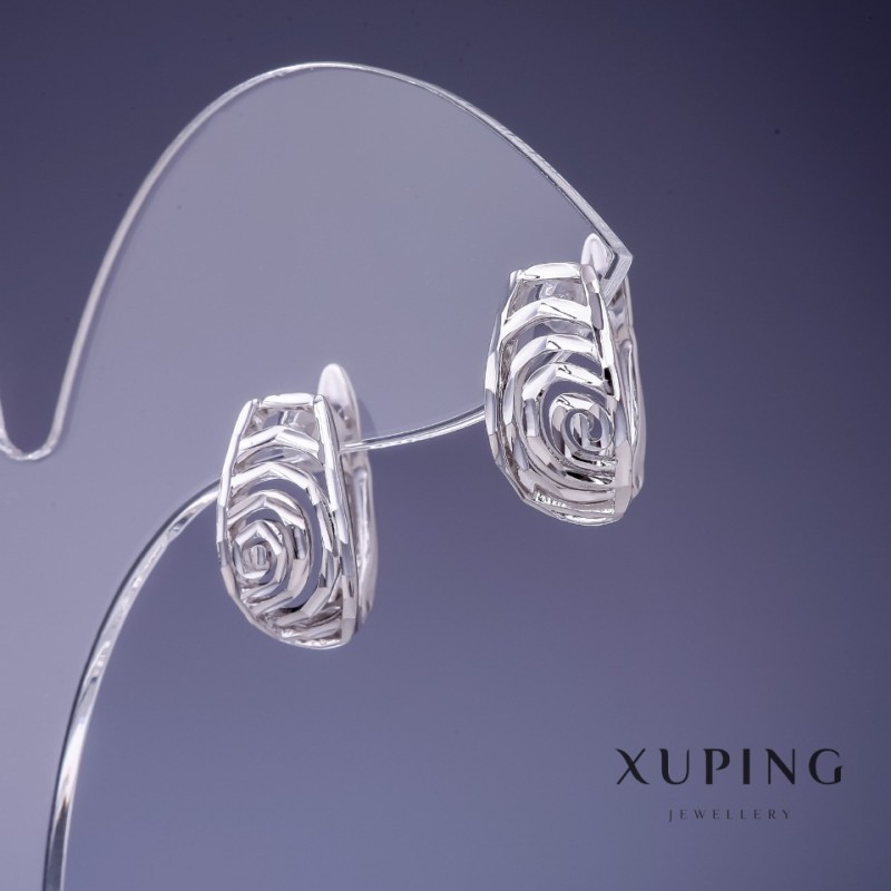 Cercei Xuping 16×9 mm Trandafiri rhodiu