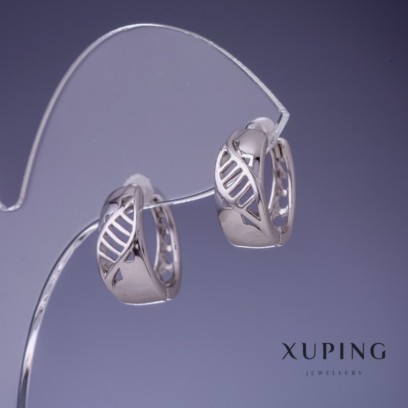 Сережки Xuping 16х6мм родій