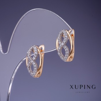 Cercei Xuping «Infinitul» 18×9 mm, placare cu aur 18K
