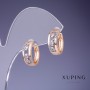 Cercei Xuping 15×6 mm, placare cu aur 18K, cu cristale albe