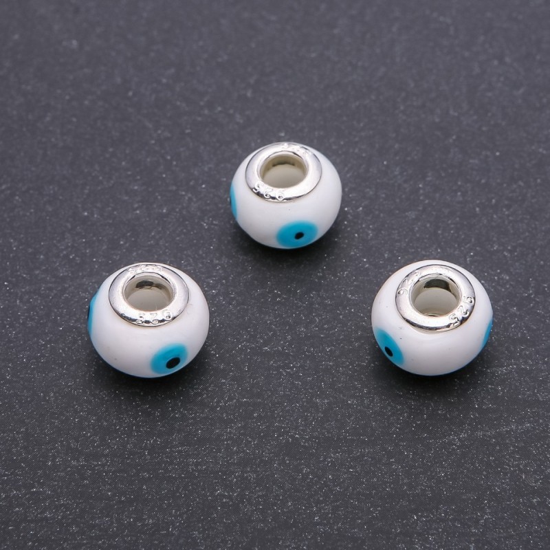 Mărgea Pandora din plastic, diametrul 14×10 mm, diametrul găurii 4,5 mm, set de 6 buc.