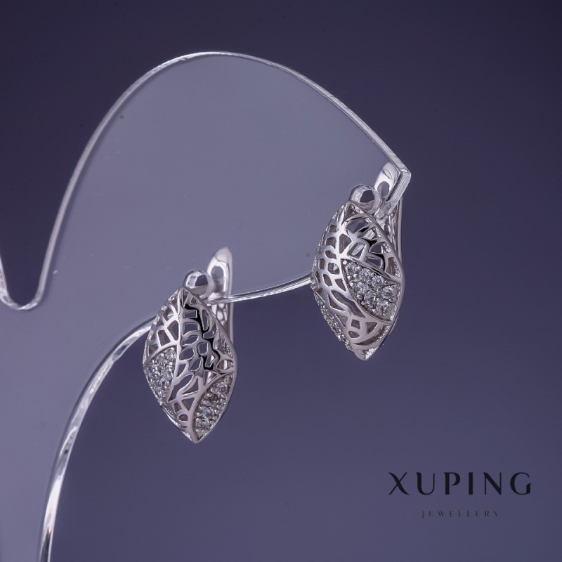 Cercei Xuping rodiu 14×9 mm
