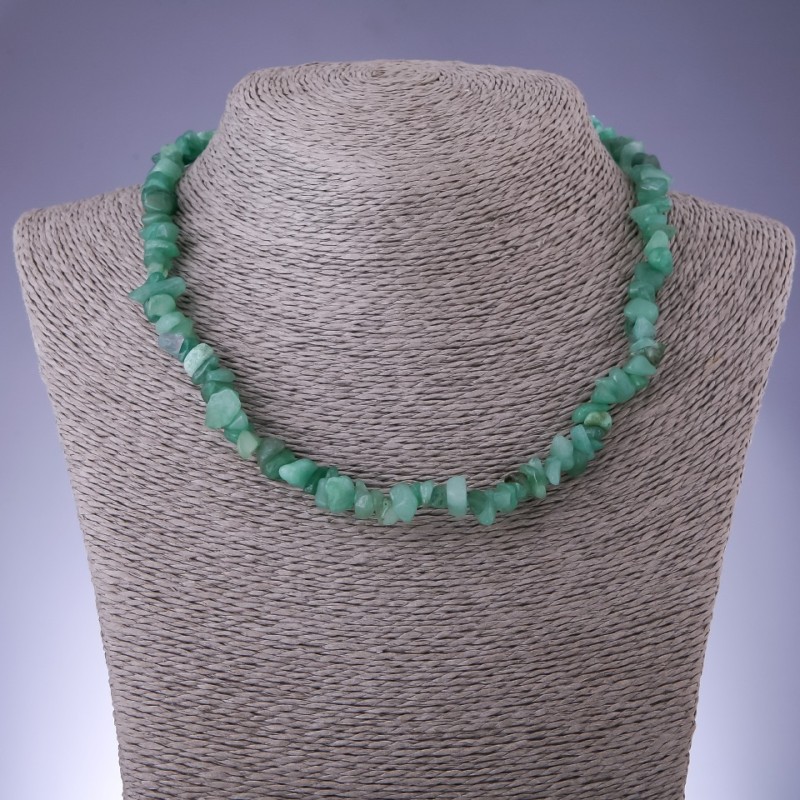 Colier din nefrit natural, bucăți de nefrit, diametru 8 mm, lungime 45 cm