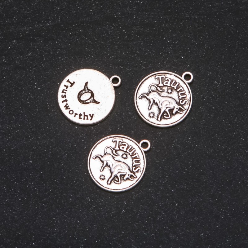 Furnituri pandantiv Zodiac Taur, diametrul 17 mm, ambalaj 20 g ± 10 buc