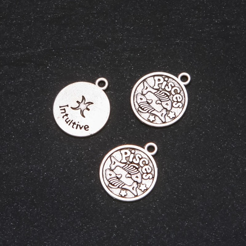 Pandantiv Zodiac Pești, diametrul 17 mm, ambalaj 20 g +/- 10 buc