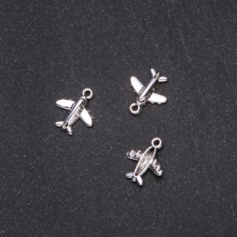 Furnitură pandantiv avion 16x13 mm, ambalare 20 g, +/- 30 buc